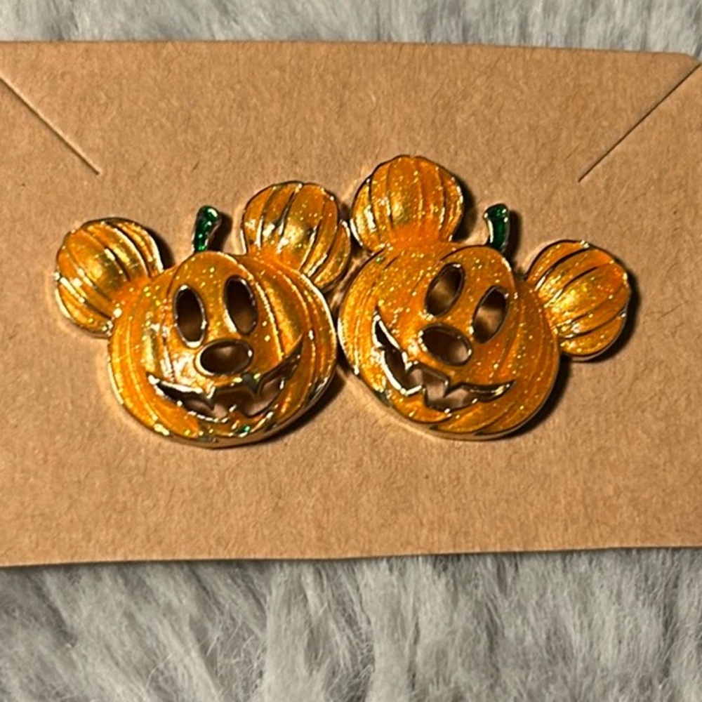 Disney x BaubleBar Halloween Orange Mickey Mouse Enamel Pumpkin Stud Earrings